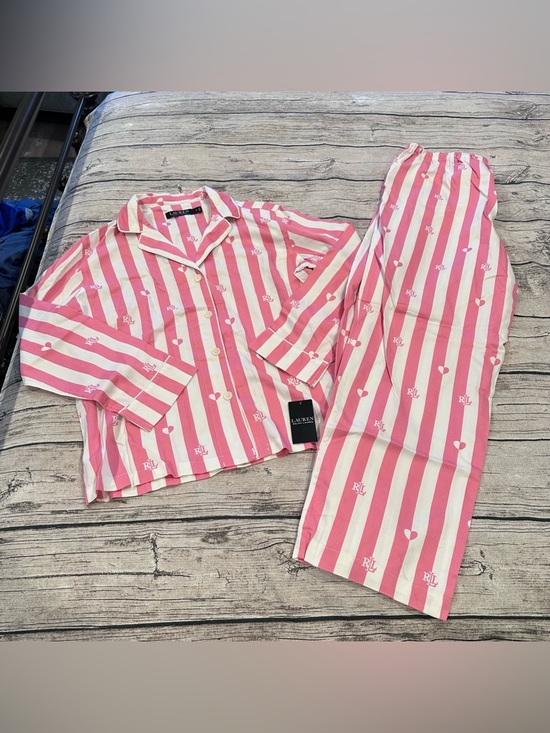 Lauren Ralph Lauren Other - NWT Ralph Lauren Pink & White Striped 2 Piece Cotton Blend Pajama Set Size Med